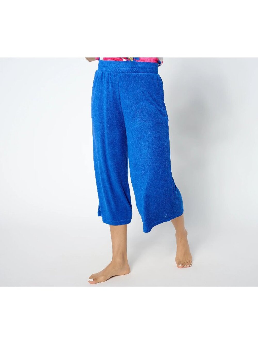 Cuddl Duds Pants XS Baby Loop Terry Cropped Regal Blue Loungewear Comfort NEW